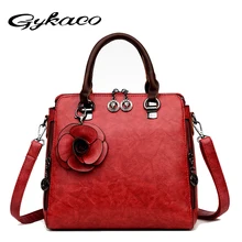 Gykaeo Модные женские кожаные сумки через плечо с цветочным принтом для женщин сумка-мессенджер Женская Повседневная Сумка-тоут с цветочным рисунком Bolsa Feminina