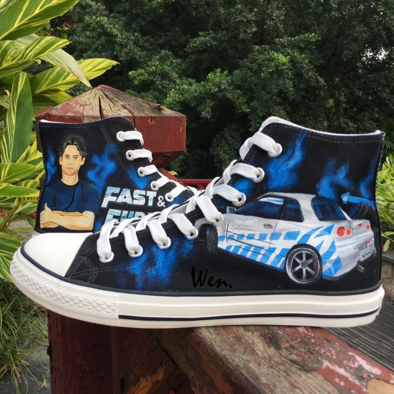 Wen Hand Painted Design Custom Shoes Swans Lake High Top Canvas Unisex Sneakers Wen Hand Painted Design Custom Shoes Swans Lake High Top Canvas Unisex Sneakers