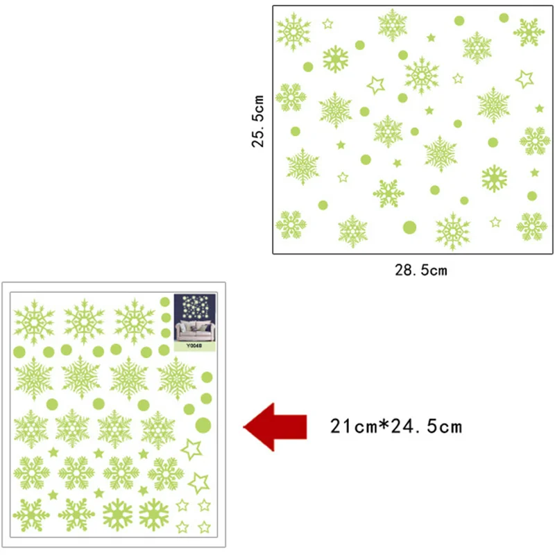 Рождественские снежинки светящиеся флуоресцентные наклейки на стену Dacel художественный домашний декор для детской комнаты, декоративные наклейки на окна