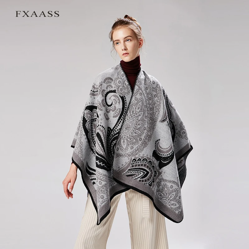 Новинка осень/зима шаль FXAASS Модное пончо женский шарф для женщин Роскошное