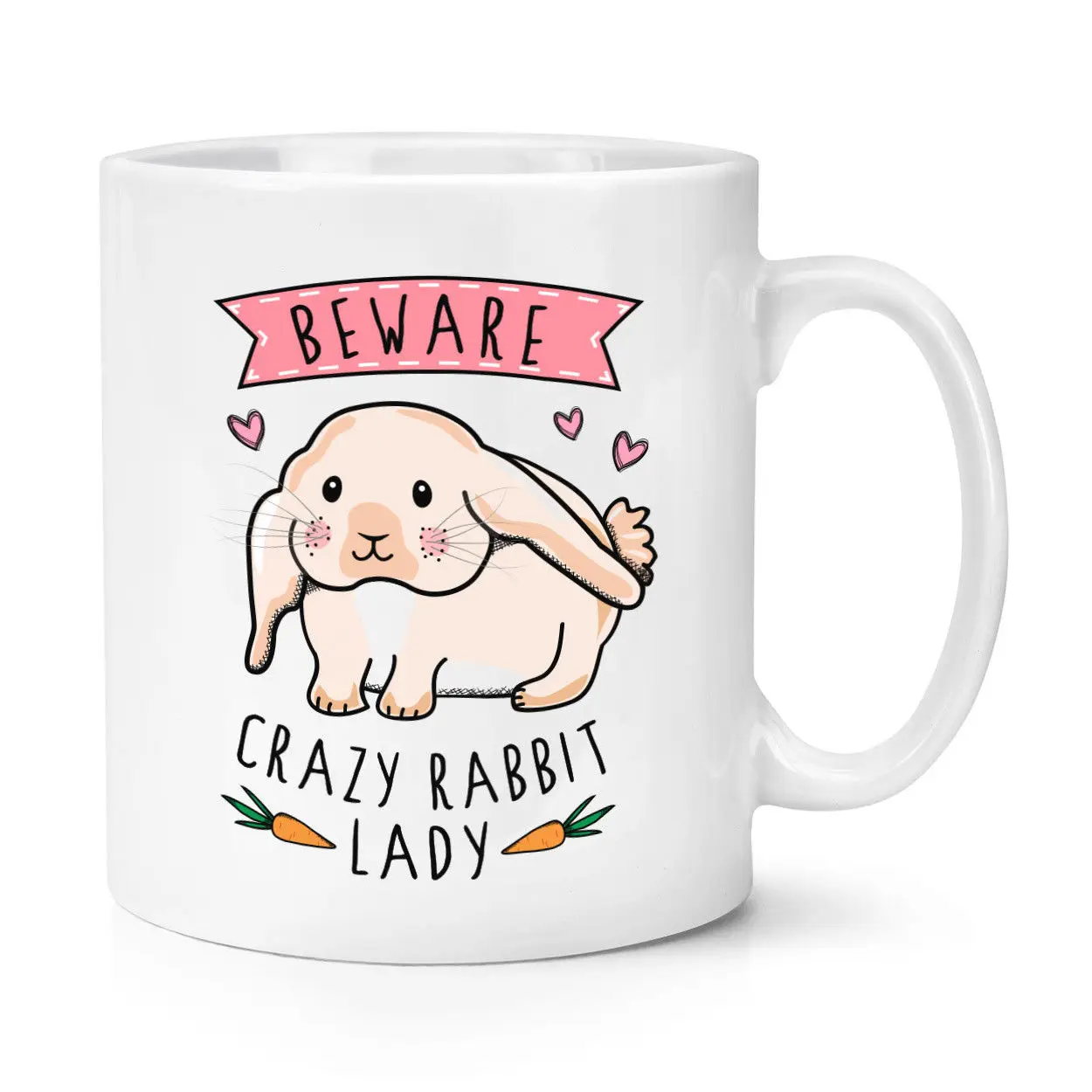 

Beware Crazy Rabbit Lady 11oz Coffee Mug Cup with Stirring Spoon - Animal Funny