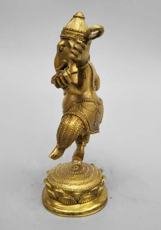 China's Seiko carving pure brass Lotus elephant head Buddha statue 