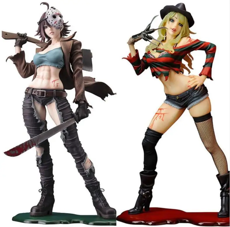 Freddy vs Jason Action Figure Jason Voorhees Freddy Krueger Girl Ver. PVC Figure Toy 200mm Anime Movie Freddy vs Jason Model