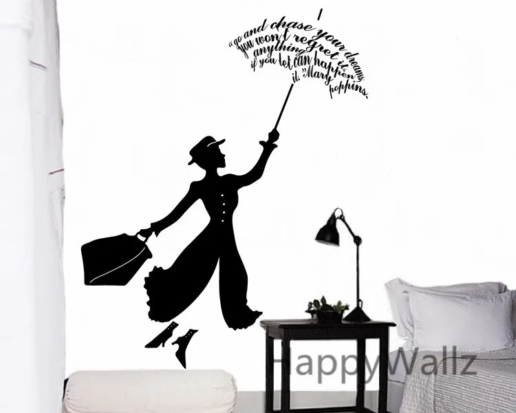 Mary Poppins стикер на стену фильм Mary Poppins наклейка DIY съемное настенное украшение современные виниловые настенные искусства S16A