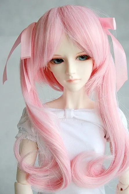 BJD Doll Hair Wig 8-9"1/3 SD DZ DOD Rhapsody fluffy long Pink neat bang hair wig 