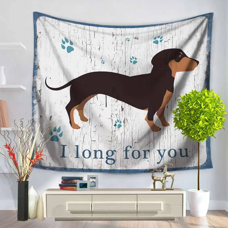 Мультфильм Животные мопса Boho стене висит гобелен Одеяло ковер украшения дома