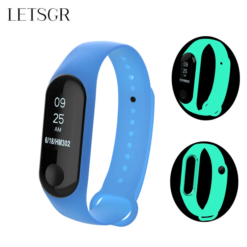 

LETSGR Mi 3 Bracelet Replacement Strap for Xiaomi Mi Band 3 Luminous Night Light Silicone Wrist Band Strap Correa for Mi Band 3