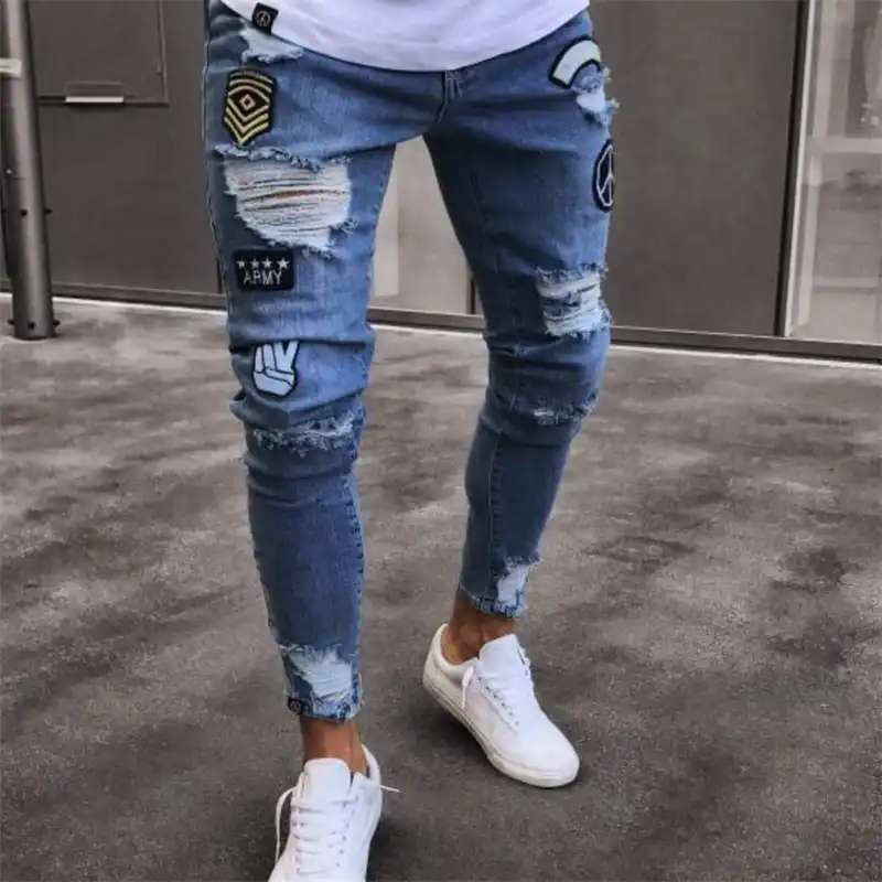 calças masculinas jeans rasgadas