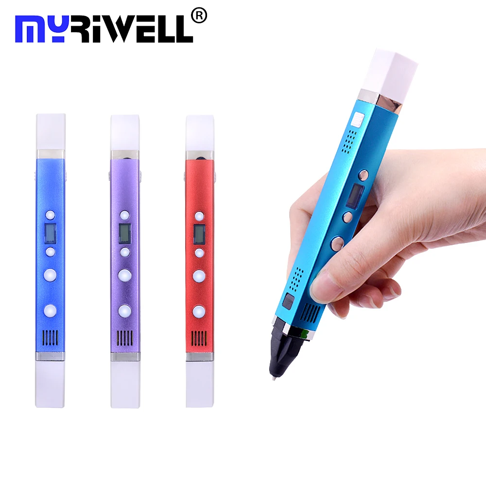 Myriwell ABS/PLA 1,75 мм DIY 3D Draw Pen светодиодный Экран зарядка через usb 3D печать Ручка 9 м нити творческий игрушка в подарок для детей Дизайн