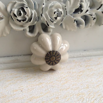 

European rural cupboard door handle small drawer knob Ceramic Round Cabinet Hardware Knob Bronze & Grey Dia 25mm