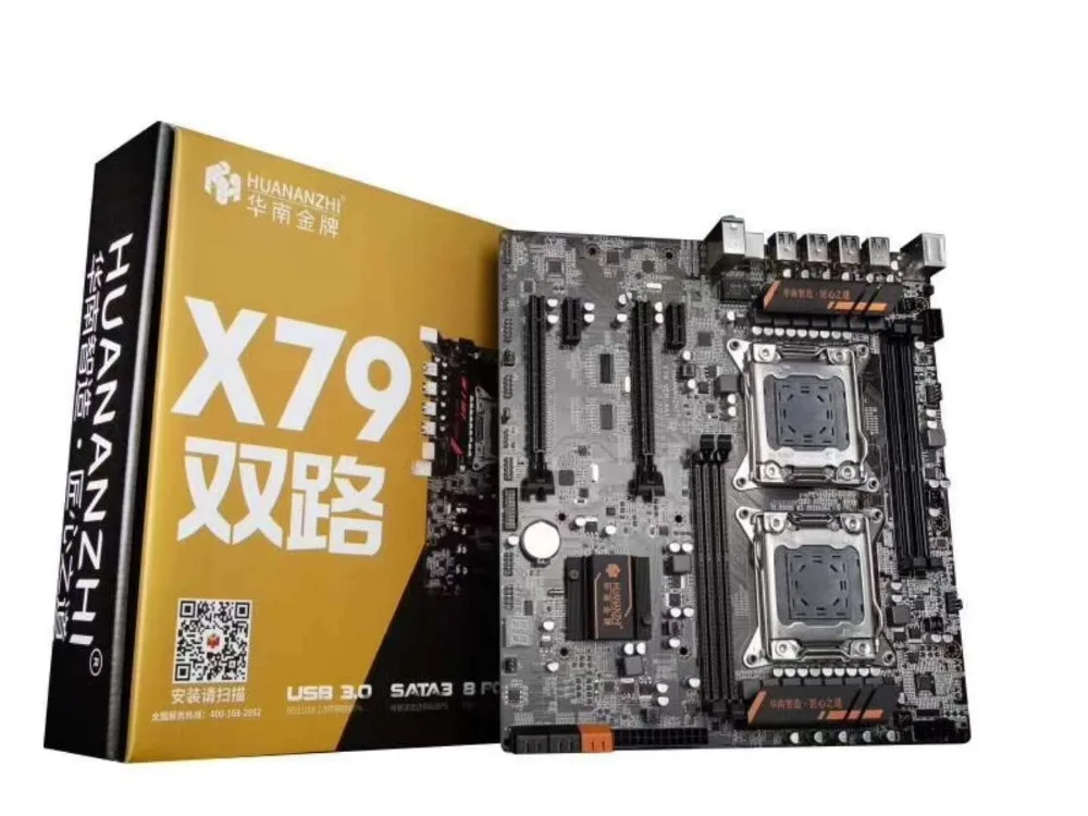 Аппаратное обеспечение ПК huanan Zhi dual cpu X79 LGA2011 материнская плата 64G ram REG ECC Dual cpu Intel Xeon E5 2670 V2 SR1A7 с кулерами