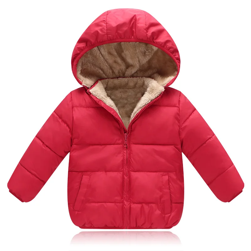 IYEAL/Детские Зимние куртки Новинка года, однотонные хлопковые тонкие пальто с капюшоном для маленьких девочек и мальчиков верхняя одежда для малышей теплая одежда для детей возрастом от 1 года до 4 лет - Цвет: Red