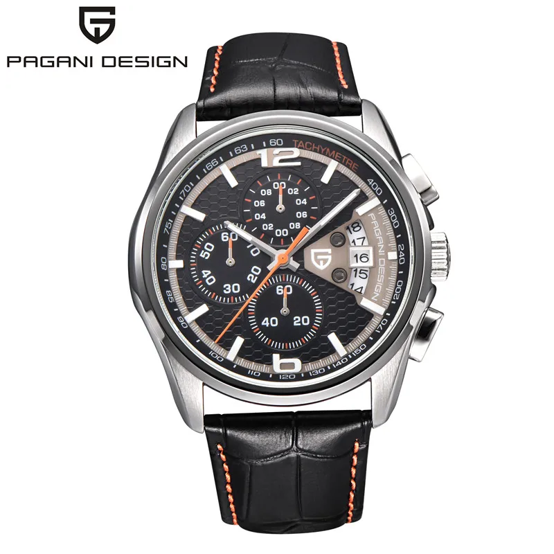 PAGANI Дизайн лучший бренд класса люкс мужские часы кожаные водонепроницаемые военные кварцевые спортивные наручные часы мужские Relogio Masculino PD-3306 - Цвет: orange