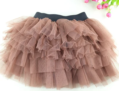 Новое поступление, цветные юбки-пачки для девочек, детская модная танцевальная юбка, Детские вечерние юбки-американки для девочек - Цвет: 15 Brown