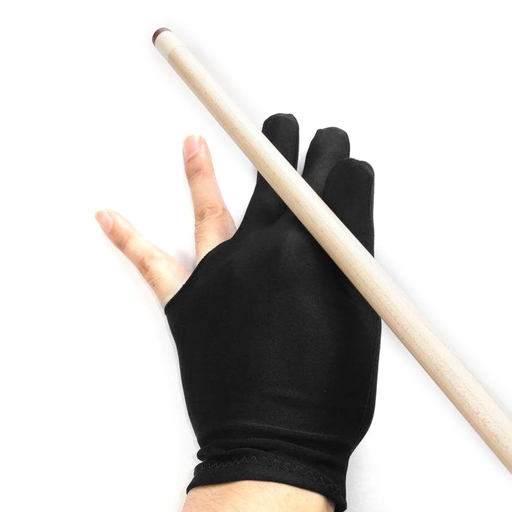  3-Finger Nylon Pool Billiard Glove Professional Snooker Billiard Accessories for Left /Right Handed Players Black