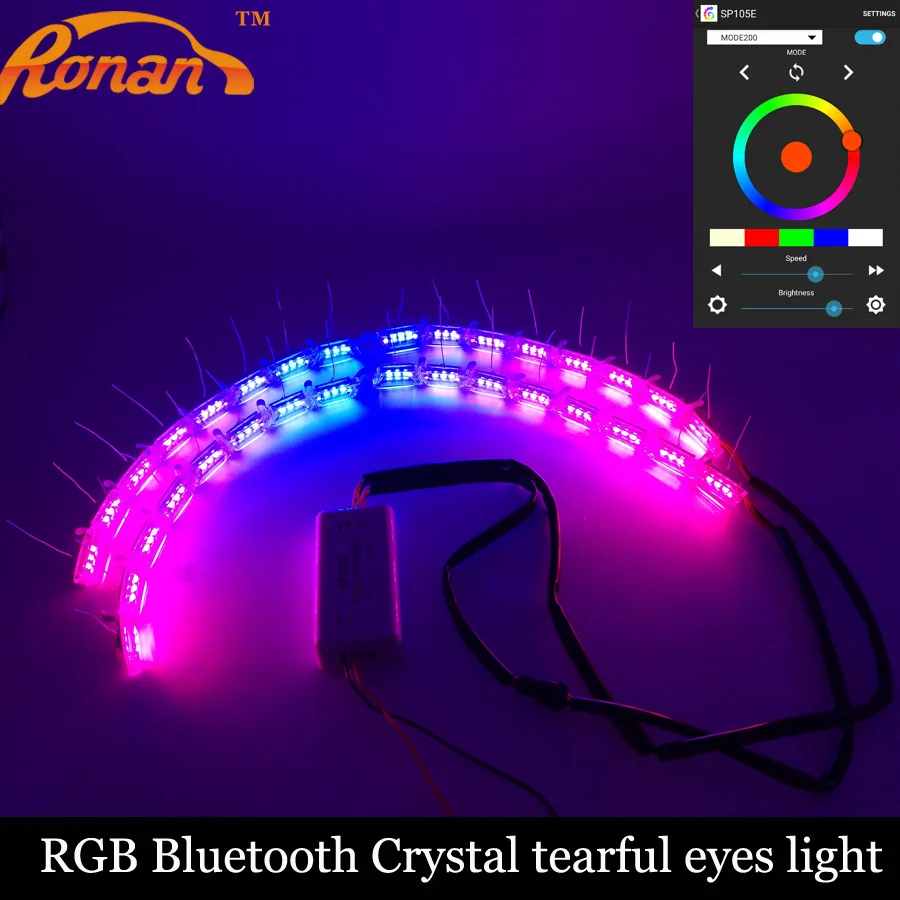 

RONAN car-styling RGB bluetooth LED strip tear light switchback lamp for car headlight flowing flashing colorful DRL Signal