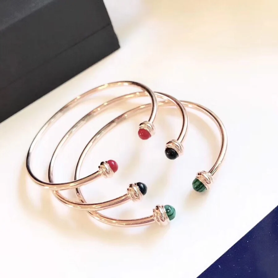 

Hot Brand Pure 925 Sterling Silver Jewelry For Women Rotate Ball Bangle Bead Bangle Jewelry Open Rose Gold Bracelet 16~18CM