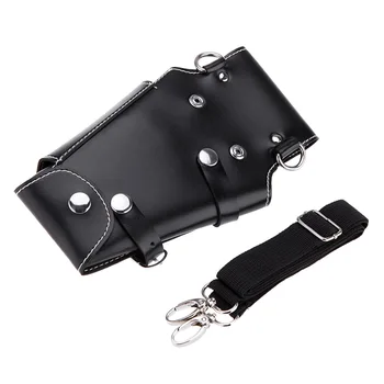 

Black Waist Pack for Hairdressing Tool Soft Leather Scissors Comb Bag