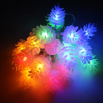 

HANMIAO 10PCS/LOTLED Garland on Batteries Pine Cone Christmas Tree Fairy Light for Home Garden Festival Decoration String Lights