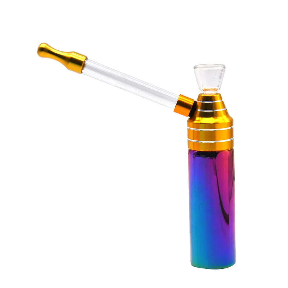 COURNOT мини кальян стеклянный кальян курительная водопровод 140 мм Металлические курительные трубы с длинной стеклянной ручкой - Цвет: Gold