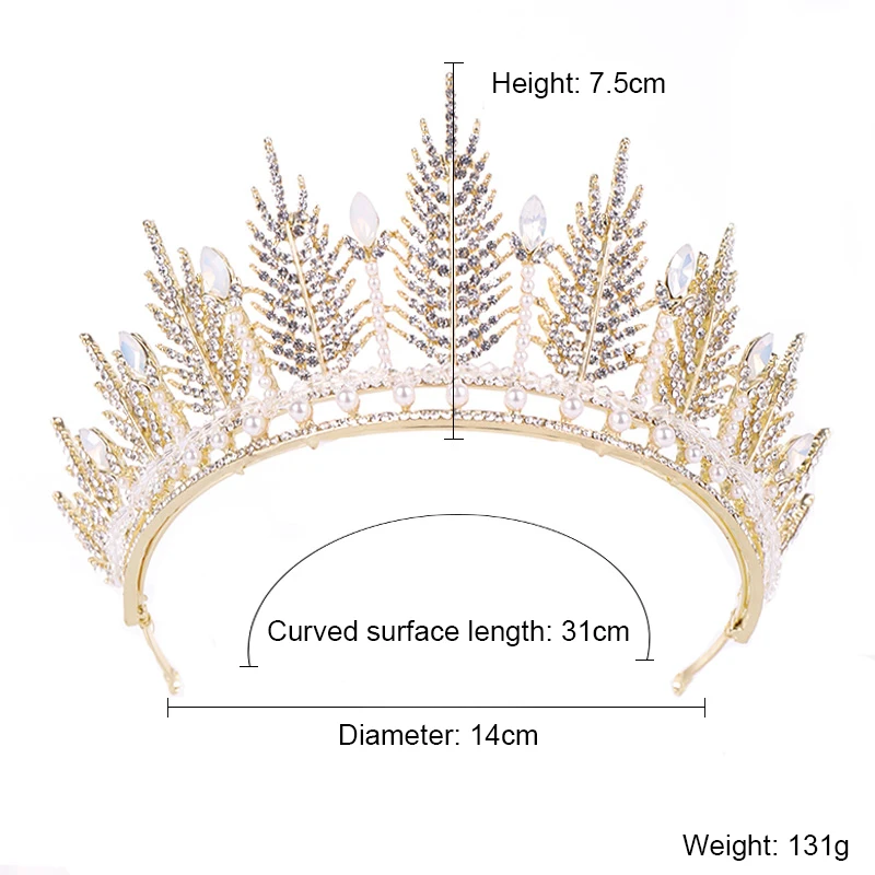 Свадебные аксессуары для волос с жемчугом Корона со стразами диадемы кристалл диадема принцесса Pageants для женщин модные украшения волос