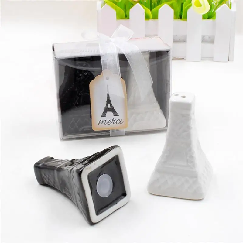 

2pcs Eiffel Tower Salt Pepper Shaker Vintage Ceramic Spice Seasoning Condiment Wedding Souvenirs Containers