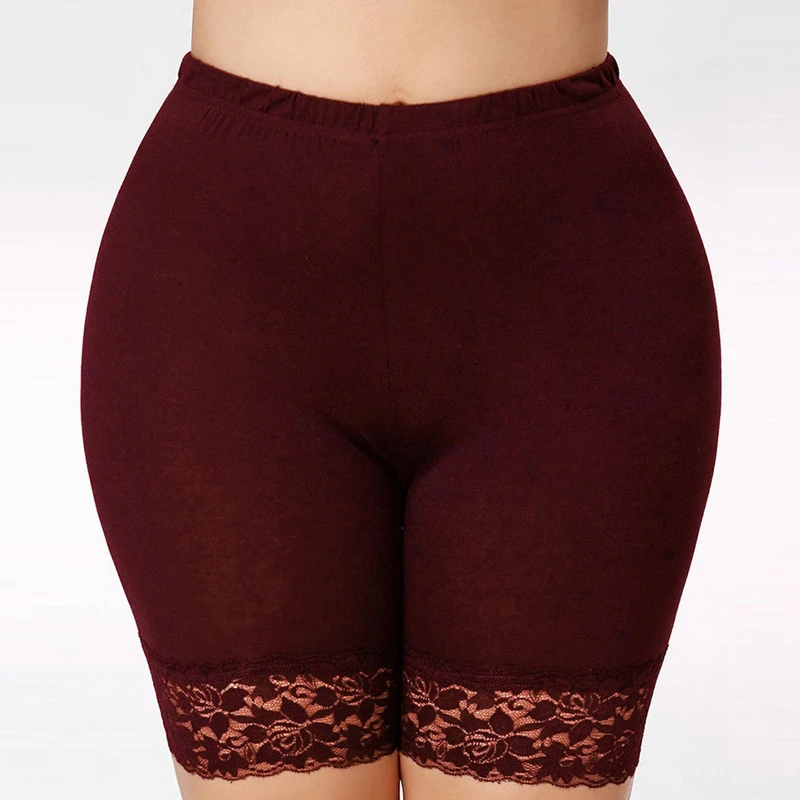 Plus Size Safety Shorts Women Black Lace High Stretch Safety Pants Ladies Casual Seamless Under Shorts XXXXL XXL XXXL Workout safety shorts high waist shorts safety pants women shorts underwear