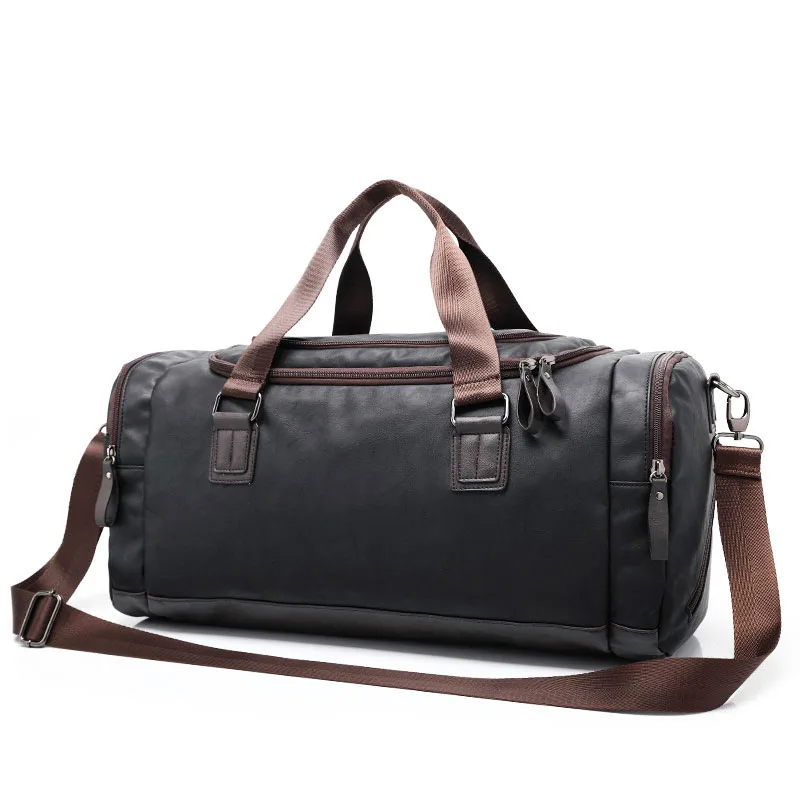 

Top Quality Casual Travel Duffel Bag PU Leather Men Handbags Big Large Capacity Travel Bags Black Mens Messenger Bag Tote