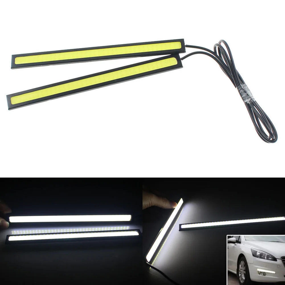 سيارة التصميم 2X مصباح LED فائق الإشراق النهار تشغيل أضواء للماء السيارات سيارة DRL COB ل العالمي سيارة مصباح بار القيادة مصباح الضباب