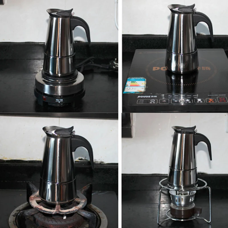 100 мл/200 мл/300 мл/450 мл/600 мл портативная Эспрессо кофеварка Moka чайник из нержавеющей стали кофейник чайник для Pro Barista