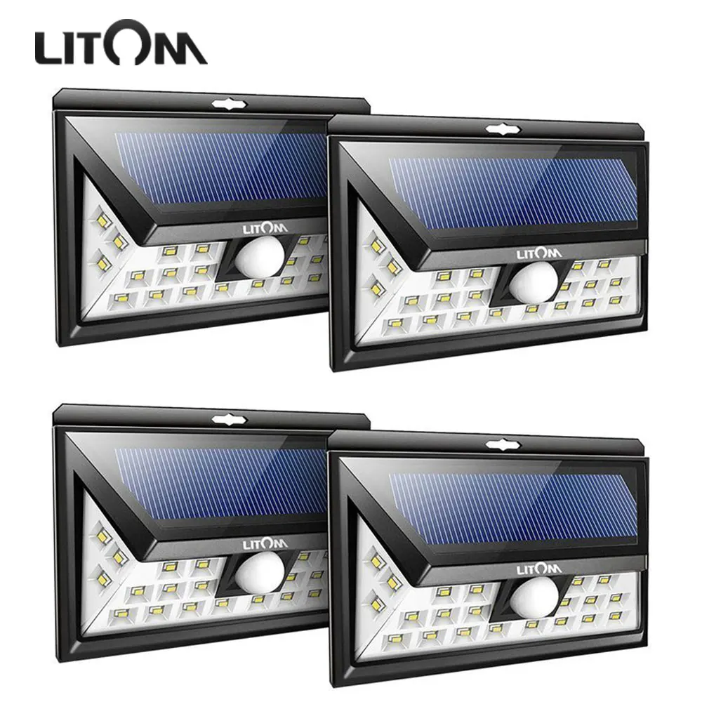 4 Pack LITOM 24 LED Solar Light Outdoor Wireless Motion ...