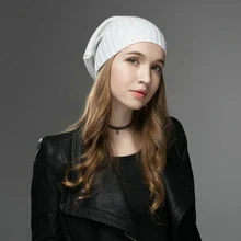 Модный осенне-зимний удобный женский шерстяной головной убор, шерстяная вязаная шапка, плотная теплая простая однотонная шерстяная шапка для девочек