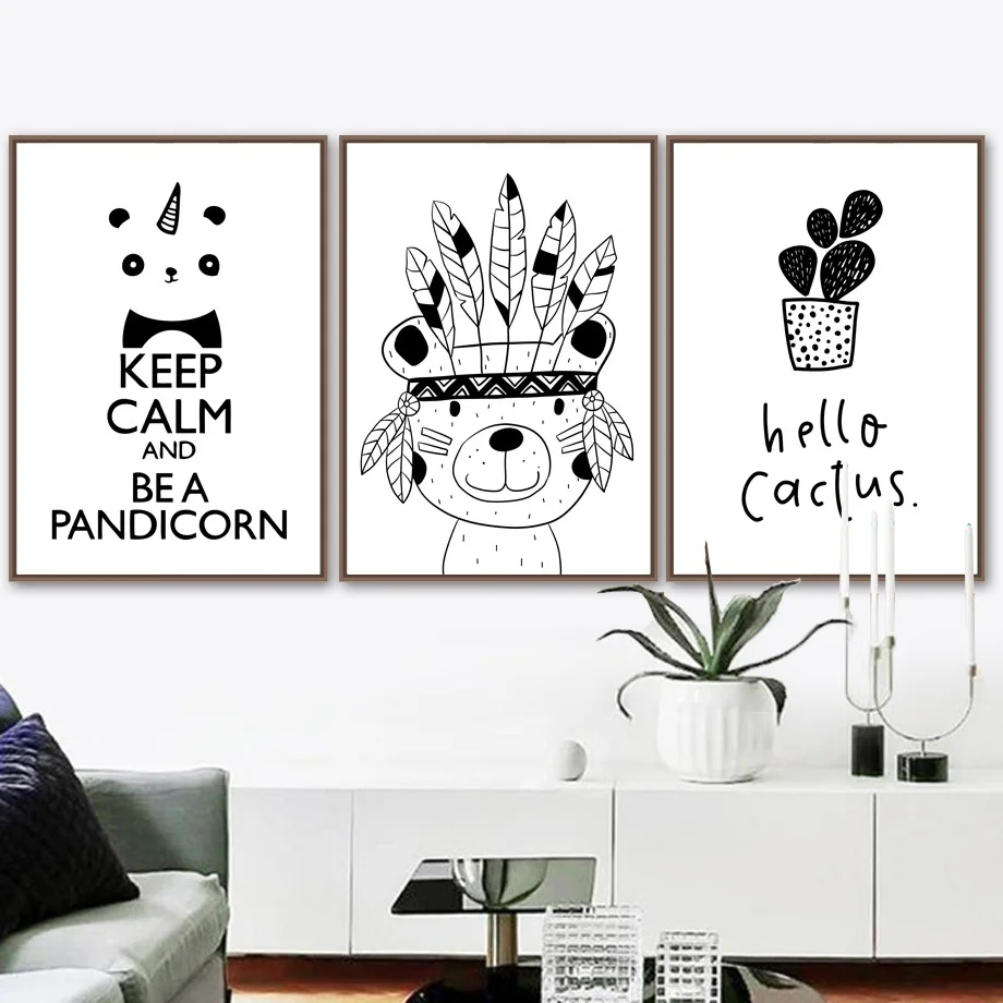 AFFLATUS-Indian-Bear-Panda-Nordic-Poster-Wall-Art-Canvas-Painting-Black-White-Posters-And-Prints-Wall(3)