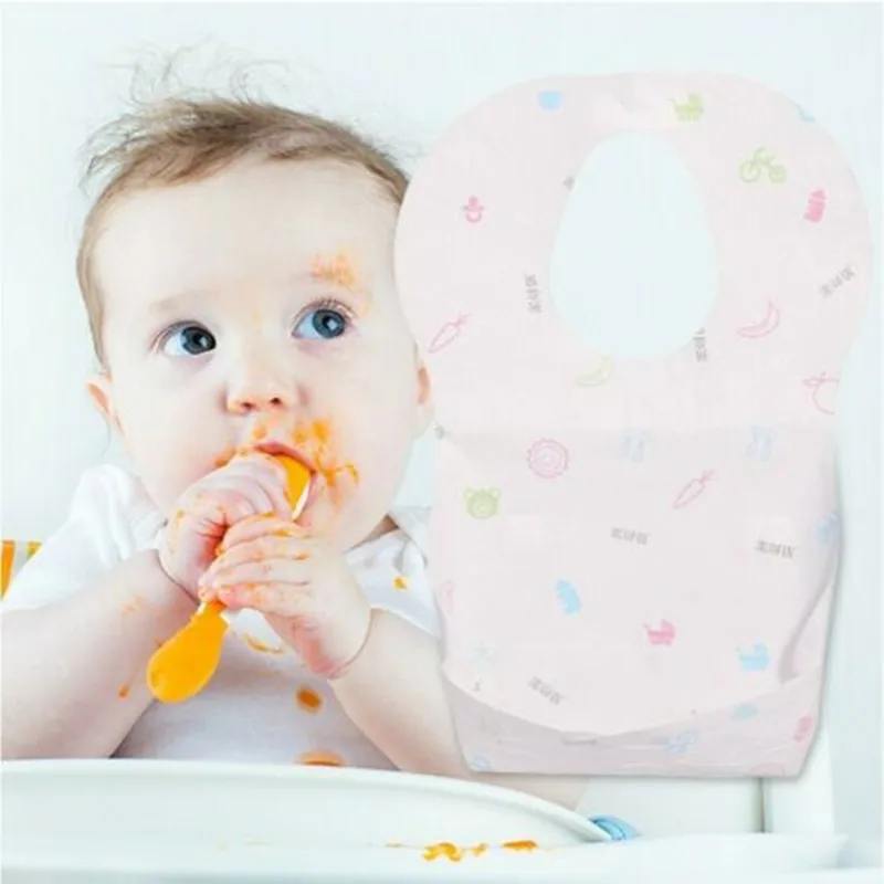 

2019 Brand New Newborn Toddler Infant Baby Girls Baby Girl Boy Convenient Fast Worry-Free Cartoon Printed Disposable Bibs 10Pcs
