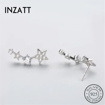 

INZATT Trendy Real 925 Sterling Silver Star Stud Earrings AAA High Quality Luxury Created Crystals Bijoux For Women