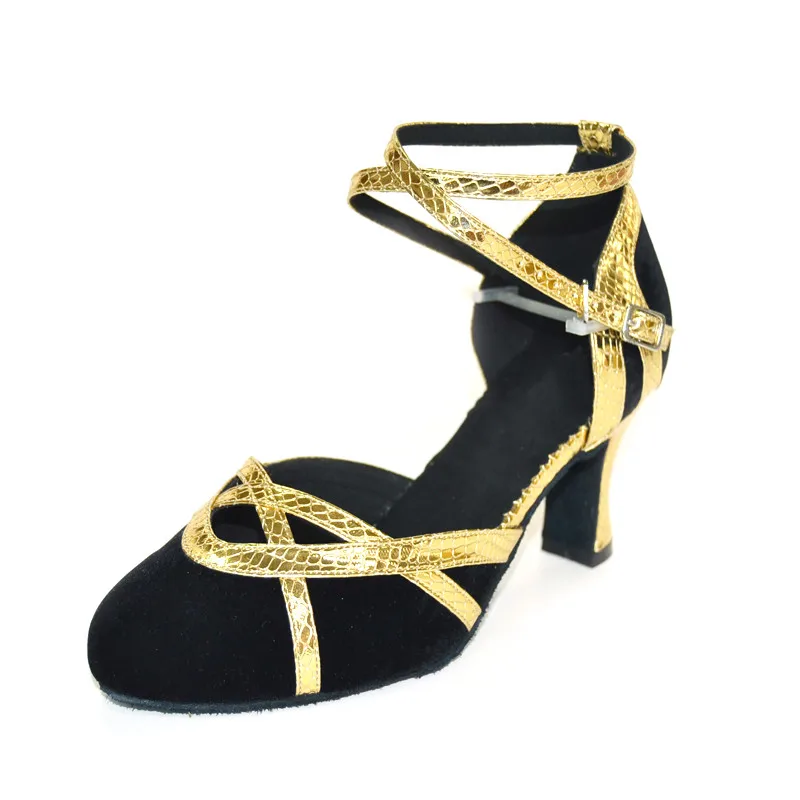 High Quality Synthetic Leather Ladies Women Tango Salsa Ballroom Latin Dance Shoes with Suede Sole 2.75 Inch Heels