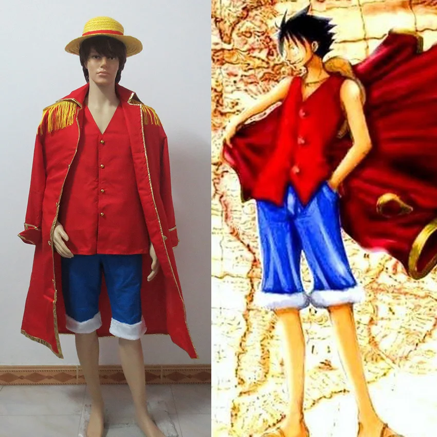 New Arrival Wykonane Na Zamówienie Japońskie Anime Teatralne Wydanie Jednoczęściowy Luffy Czerwony Płaszcz Przebranie Na Karnawał