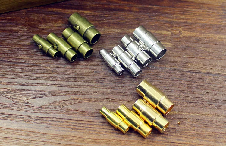 10sets Gold Strong Round Magnetic Clasp Fit 3/4/5/6/8mm Leather Cord Bracelets DIY Connectors Accessories Making Fittings Z14 Jewelry Findings