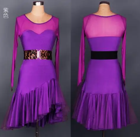

custom purple Rumba cha cha salsa Latin dance dress competition wear S-XXL l016