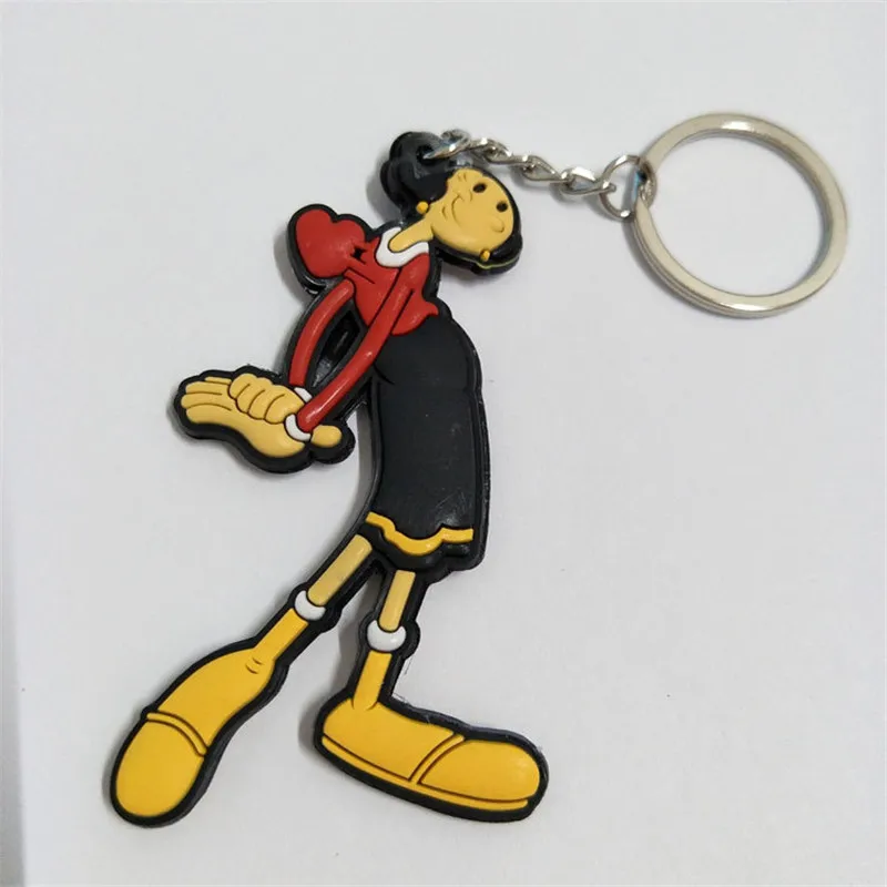Popeye the Sailor Figures Toys Movie Cartoon Olive Oyl Bobbi PVC Keychain Keyring Key Bag Pendant Dolls 10pcslot (1)