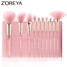 ZOREYA 10PCS Pink Crystal Makeup Brushes Foundation Concealer Blusher Make Up Brush Set Super Soft Synthetic Hair Cosmetic Tools ZOREYA 10PCS Pink Crystal Makeup Brushes Foundation Concealer Blusher Make Up Brush Set Super Soft Synthetic Hair Cosmetic Tools