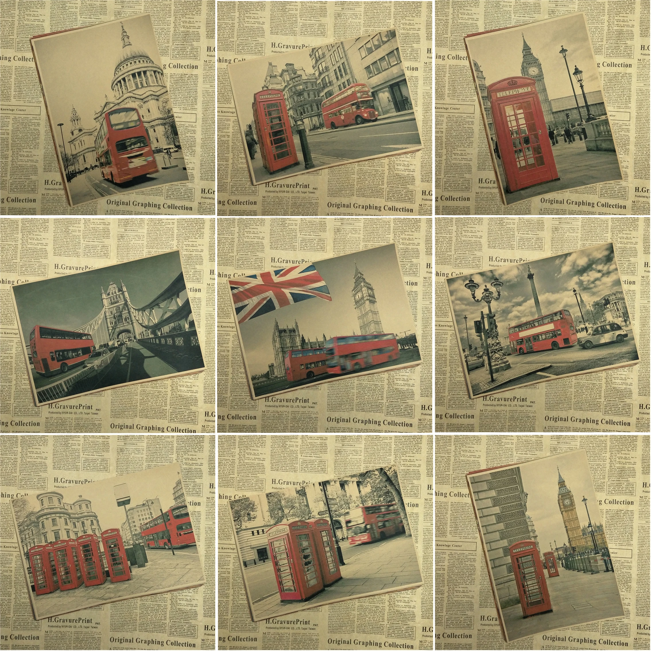

Vintage Paper Retro anime poster - RED London -Posters/kid cudi poster/Vintage Home Wall sticker Decor 30*21CM