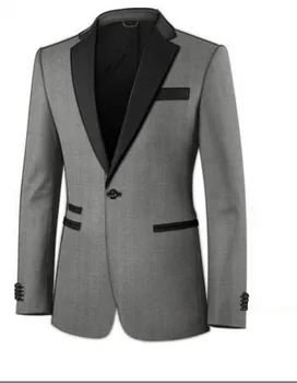 Skup Custom Made Groomsmen Jasnoszare Smokingi Dla Pana Młodego Jednoprzyciskowe Garnitury Męskie Drużba ślubna (kurtka + Spodnie + Krawat + Chustka) B864