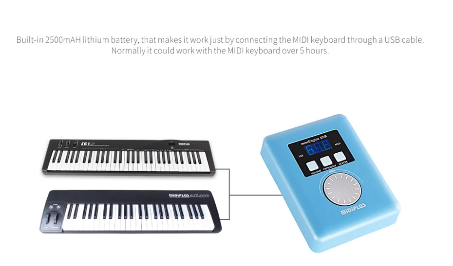 MIDIPLUS miniEngine Pro Módulo de sonido USB externo Bateria литиевый recargable 128 ada MIDI sonidos 64 tonos