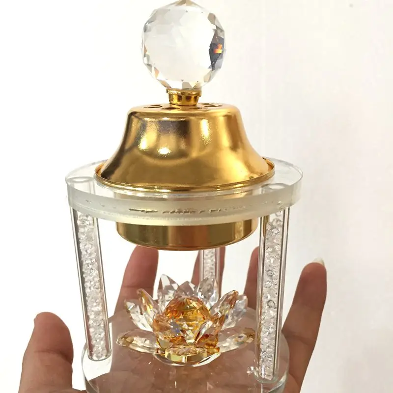 Home Decor Crystal Glass Lotus Incense Smoke Incense Incense Smoke Home Decoration Crafts(High:14.5cm)