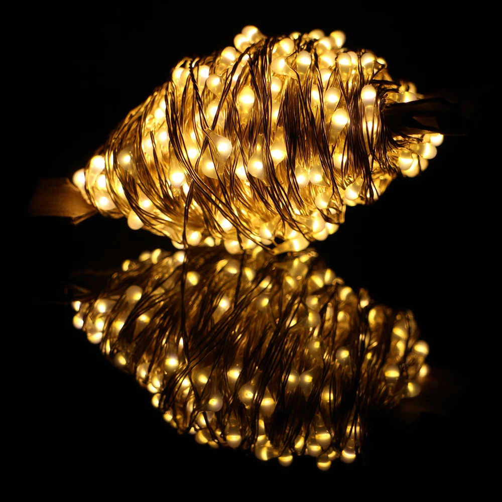 99Ft/30m 300 Leds Outdoor Christmas Fairy Lights Silver Wire Warm White