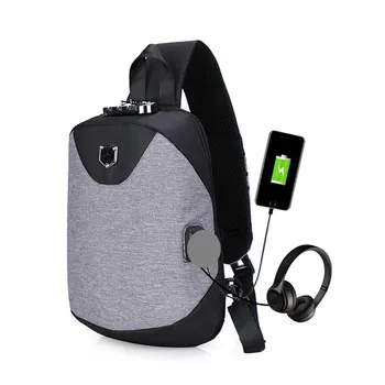 

Top Quality Men Anti-Theft USB Bag Password Lock Chest Bag Oxford Cloth Outdoor Shoulder Bag Messenger Bag For Men #A20