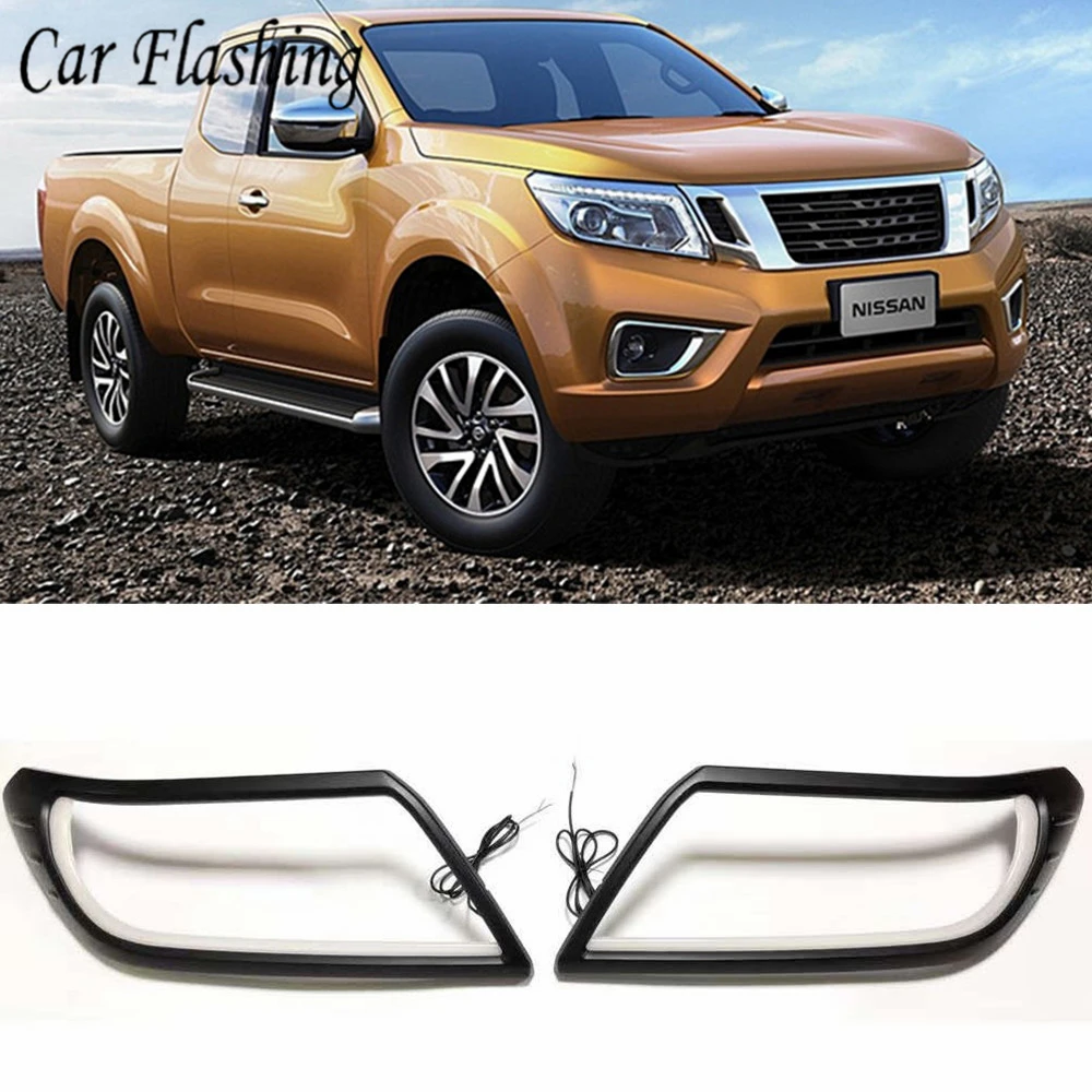 

1Pair 12V LED Daytime Running Light DRL For Nissan Navara NP300 2015 2016 2017 2018 2019 headlight cover headlamp cover