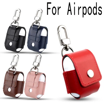 

For Airpods case leather covers For Apple Air Pods With Hook Luxury Arpods Protective Cover Erpods Airpos Cases DropShipping