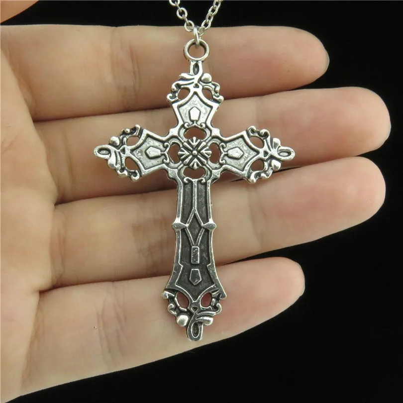 GLOWCAT Q6A22 Для женщин девочек серебряные ювелирные изделия из сплава в форме цветка, подвеска в виде религиозного Креста на короткой цепочке воротник коренастый Цепочки и ожерелья 18"